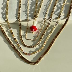 Mushroom  pendant gold chain necklace non tarnish necklace kids w…